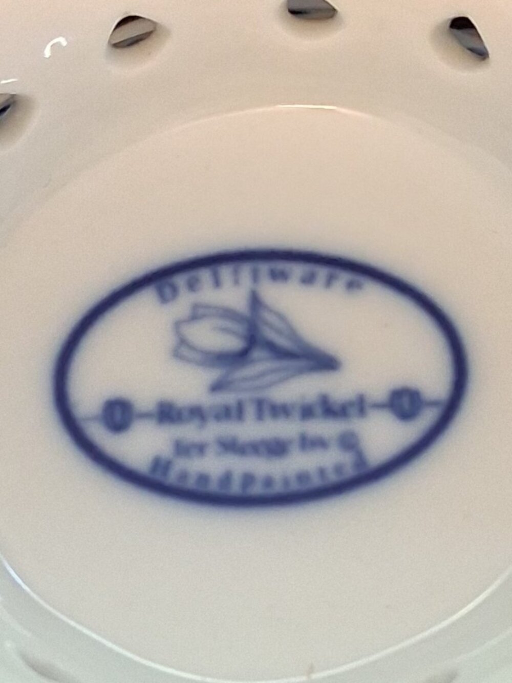 Vintage 1970/80s Royal Twickel Holland Handpainted Delft B&W Windmill Footed Cup - Picture 7 of 7
